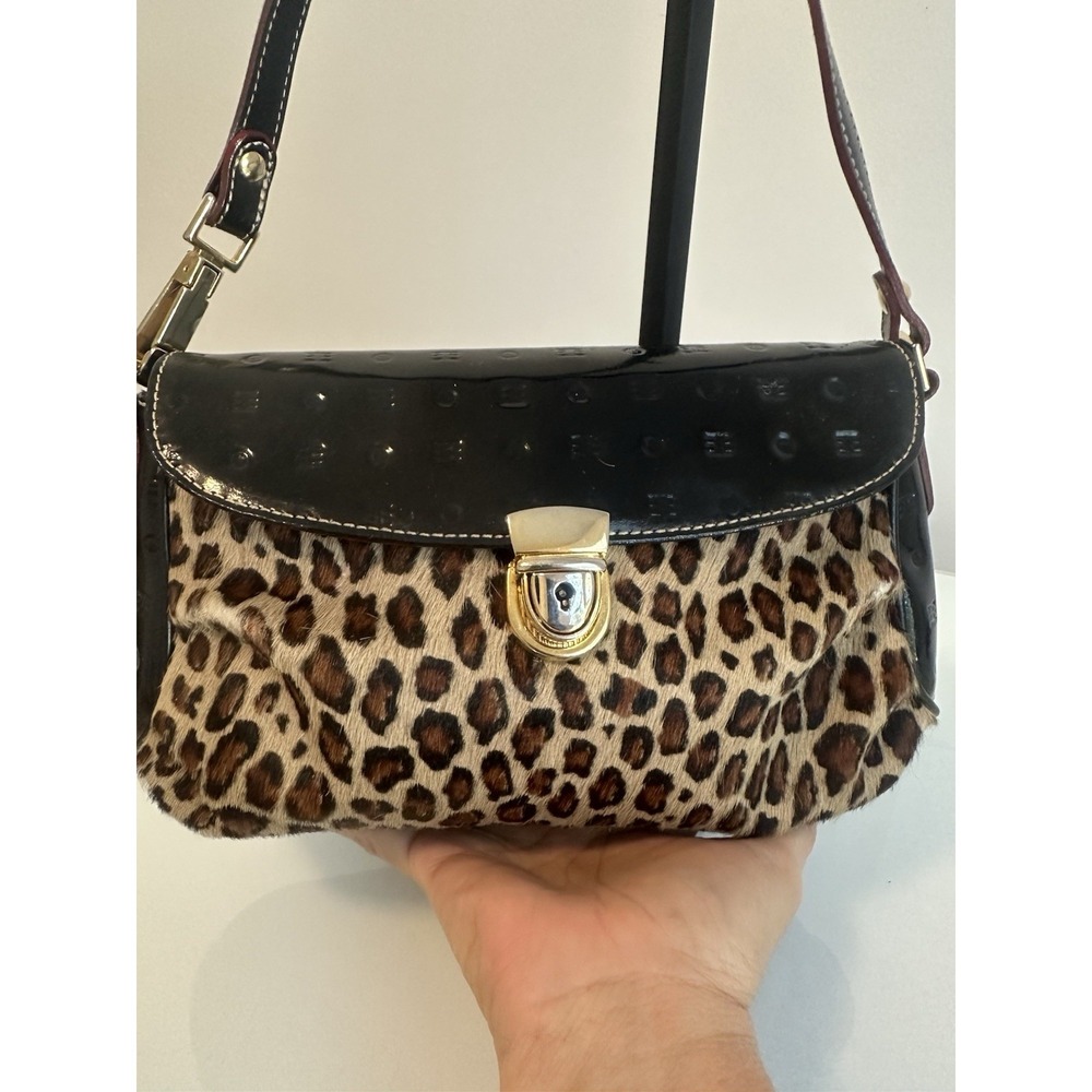 Authentic Arcadia Vintage Italian Leopard Pony Hair Patent Leather Bag